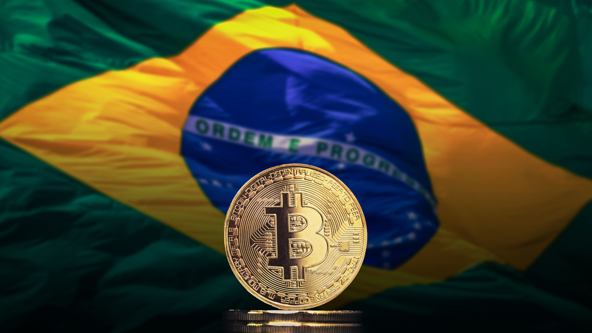 Bandeira do Brasil com Bitcoin